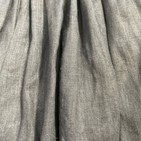 100% LINEN GATHERED SKIRT SNAP CLOSURE ONE POCKET LIGHT BLACK/DARK GREY - Picture 10 of 10